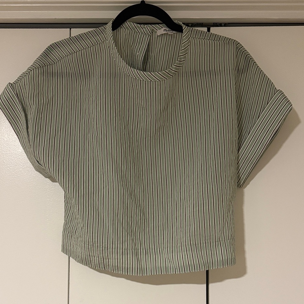 Madewell Sage Striped Crop Top